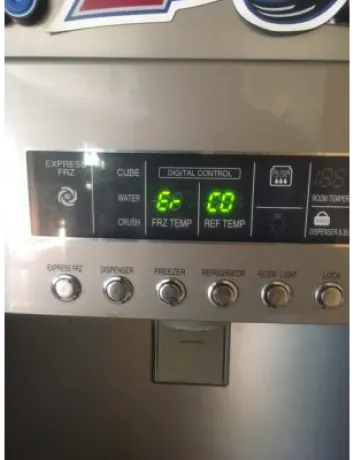 Er CO error code on the LG refrigerator display